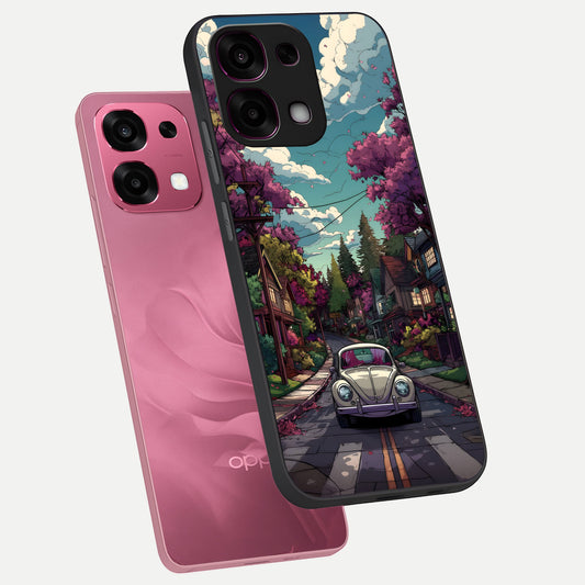  Vintage Street Drive phone case For Oppo F31 5G showing premium glass back cover with detailed artwork