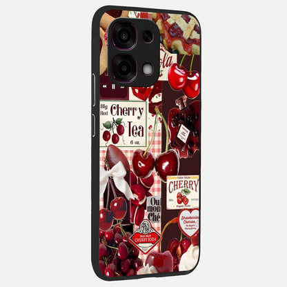  Aesthetic Cherry Tea back cover For Oppo F31 5G slim fit glass case with vibrant aesthetic design