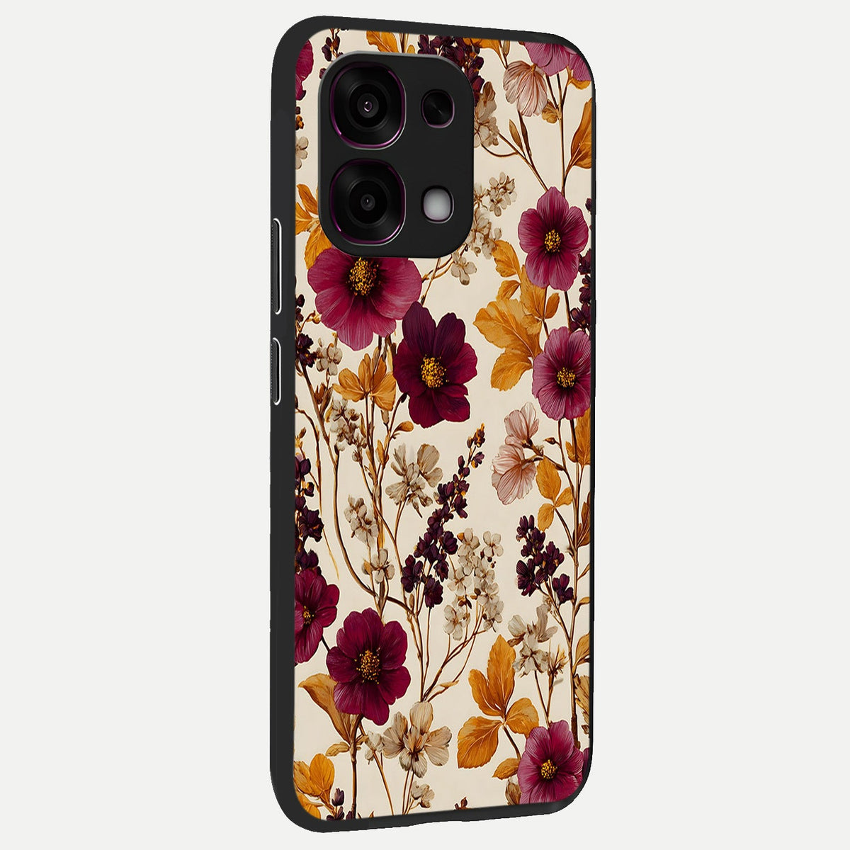  Autumn Wine Bloom back cover For Oppo F31 5G slim fit glass case with vibrant aesthetic design