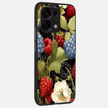  Berry Bloom Charm back cover For Oppo F31 5G slim fit glass case with vibrant aesthetic design