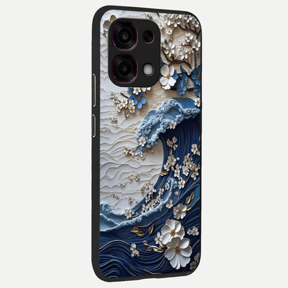  Blossom Wave Art back cover For Oppo F31 5G slim fit glass case with vibrant aesthetic design