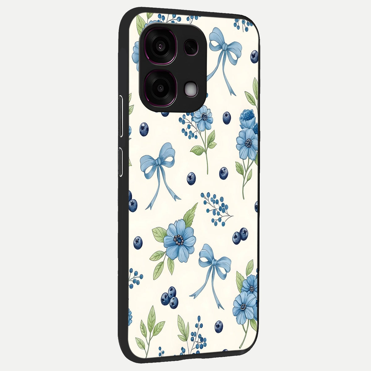  Blue Flower And Bow back cover For Oppo F31 5G slim fit glass case with vibrant aesthetic design
