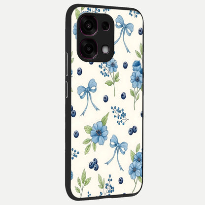  Blue Flower And Bow back cover For Oppo F31 5G slim fit glass case with vibrant aesthetic design