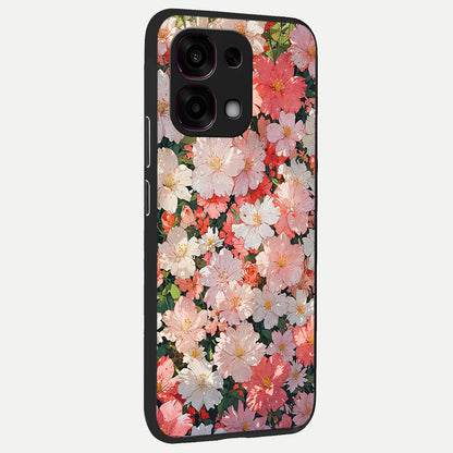  Blush Bloom Field back cover For Oppo F31 5G slim fit glass case with vibrant aesthetic design