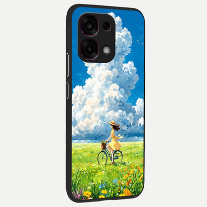  Breezy Meadow Ride back cover For Oppo F31 5G slim fit glass case with vibrant aesthetic design