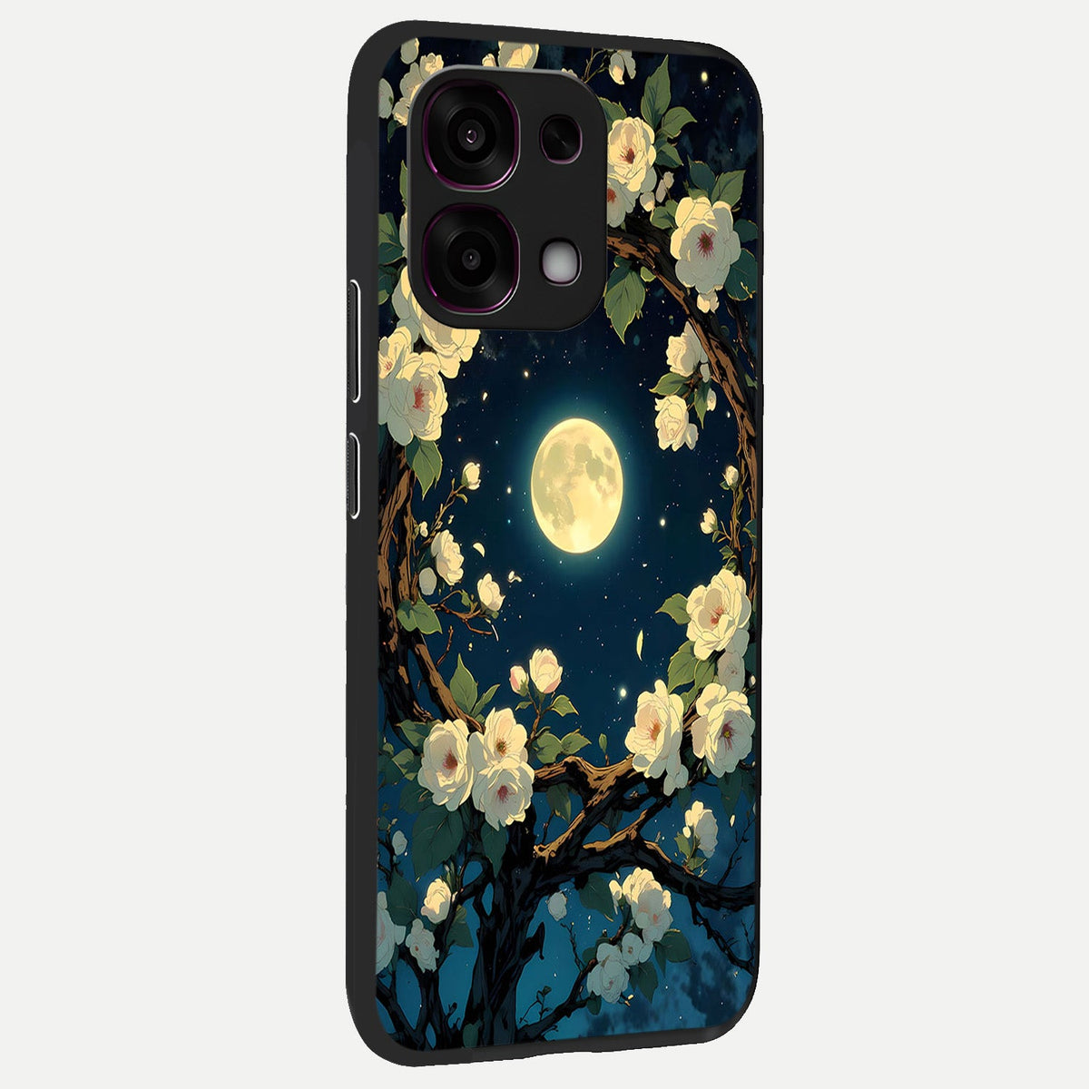  Celestial Moon And Flower back cover For Oppo F31 5G slim fit glass case with vibrant aesthetic design