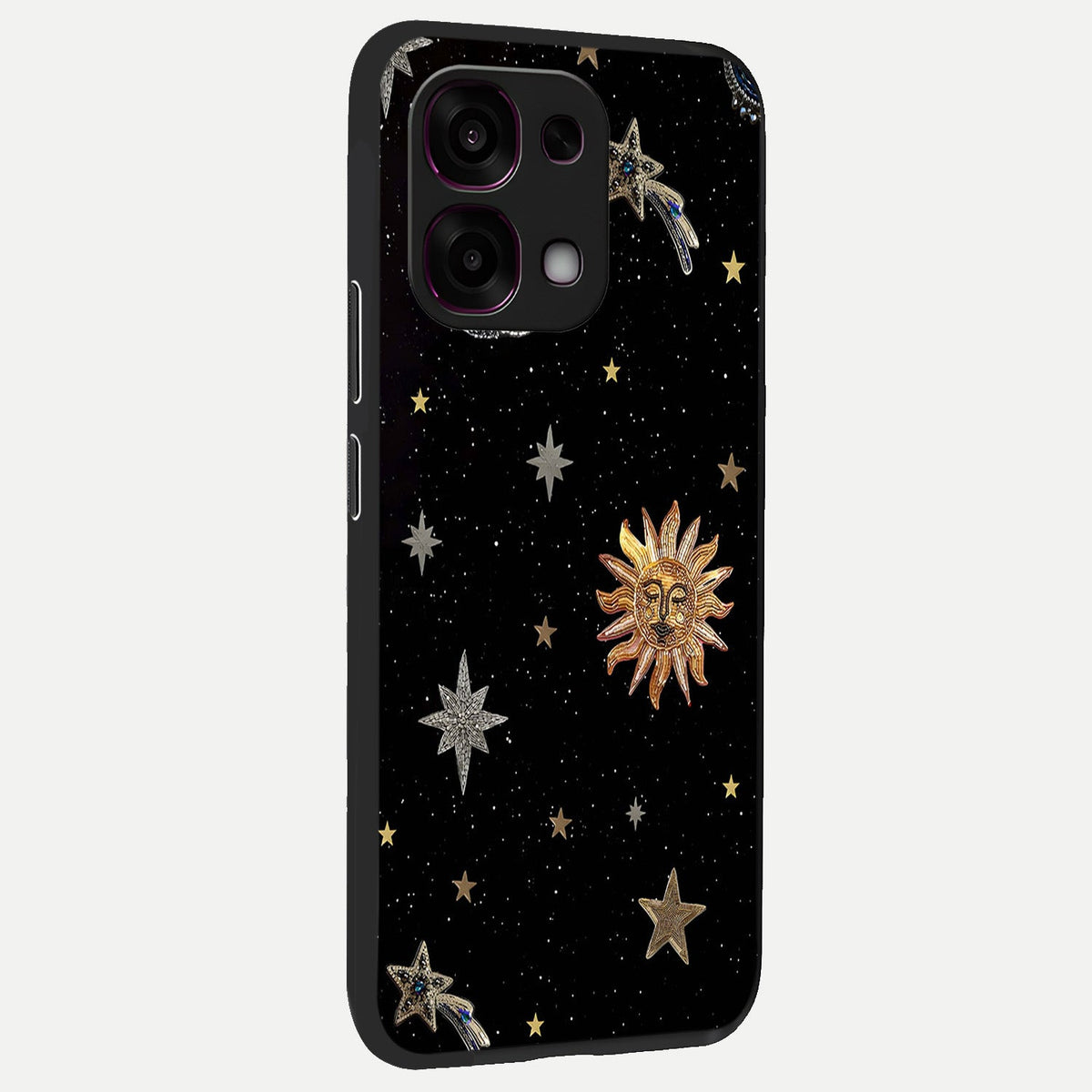  Celestial Moon With Stars back cover For Oppo F31 5G slim fit glass case with vibrant aesthetic design