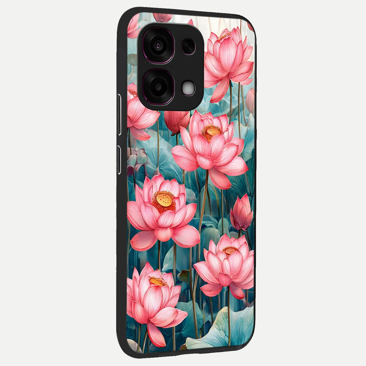  Celestial Pink Lotus back cover For Oppo F31 5G slim fit glass case with vibrant aesthetic design