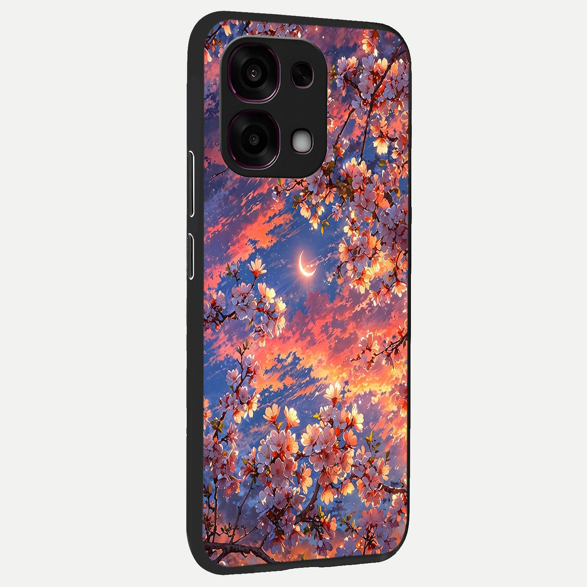  Celestial Sakura Sunset back cover For Oppo F31 5G slim fit glass case with vibrant aesthetic design
