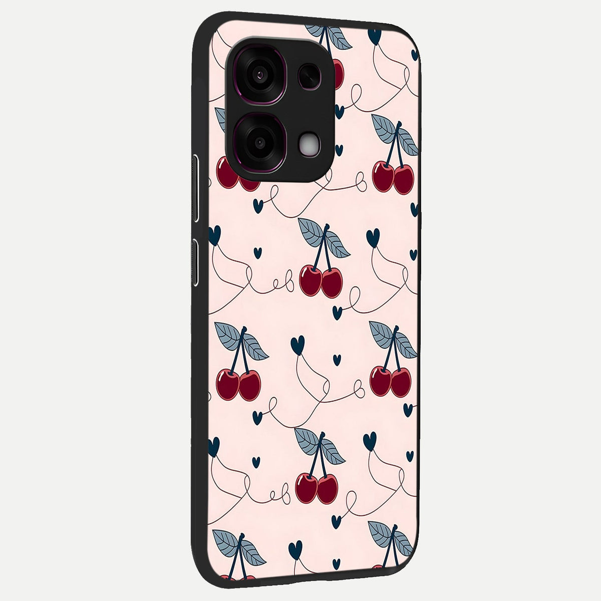  Cherry Heart Line back cover For Oppo F31 5G slim fit glass case with vibrant aesthetic design