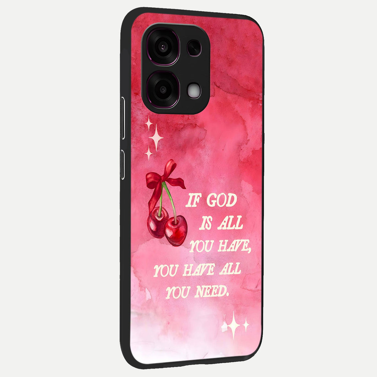  Cherry Quote back cover For Oppo F31 5G slim fit glass case with vibrant aesthetic design