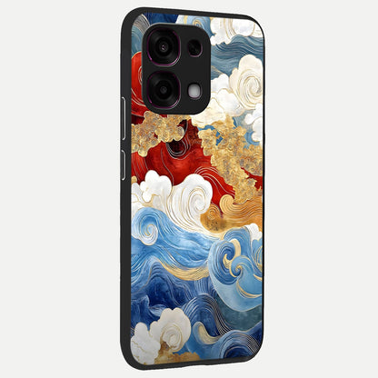  Colored Waves back cover For Oppo F31 5G slim fit glass case with vibrant aesthetic design