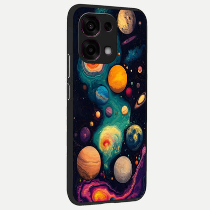  Cosmic Planet Journey back cover For Oppo F31 5G slim fit glass case with vibrant aesthetic design