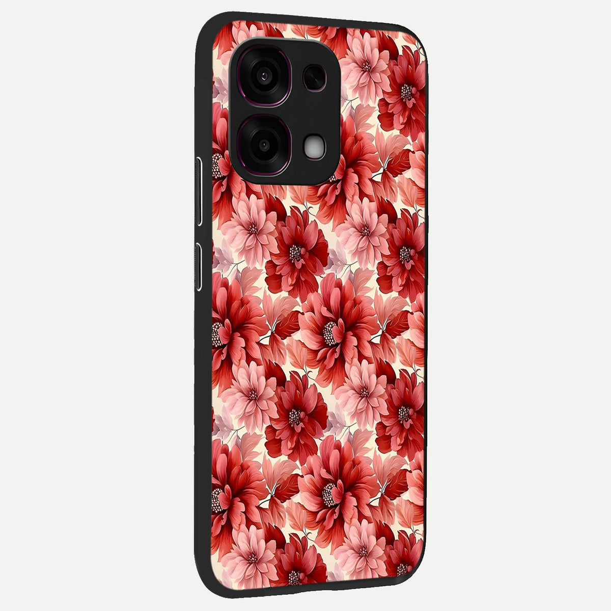  Crimson Love Petals back cover For Oppo F31 5G slim fit glass case with vibrant aesthetic design