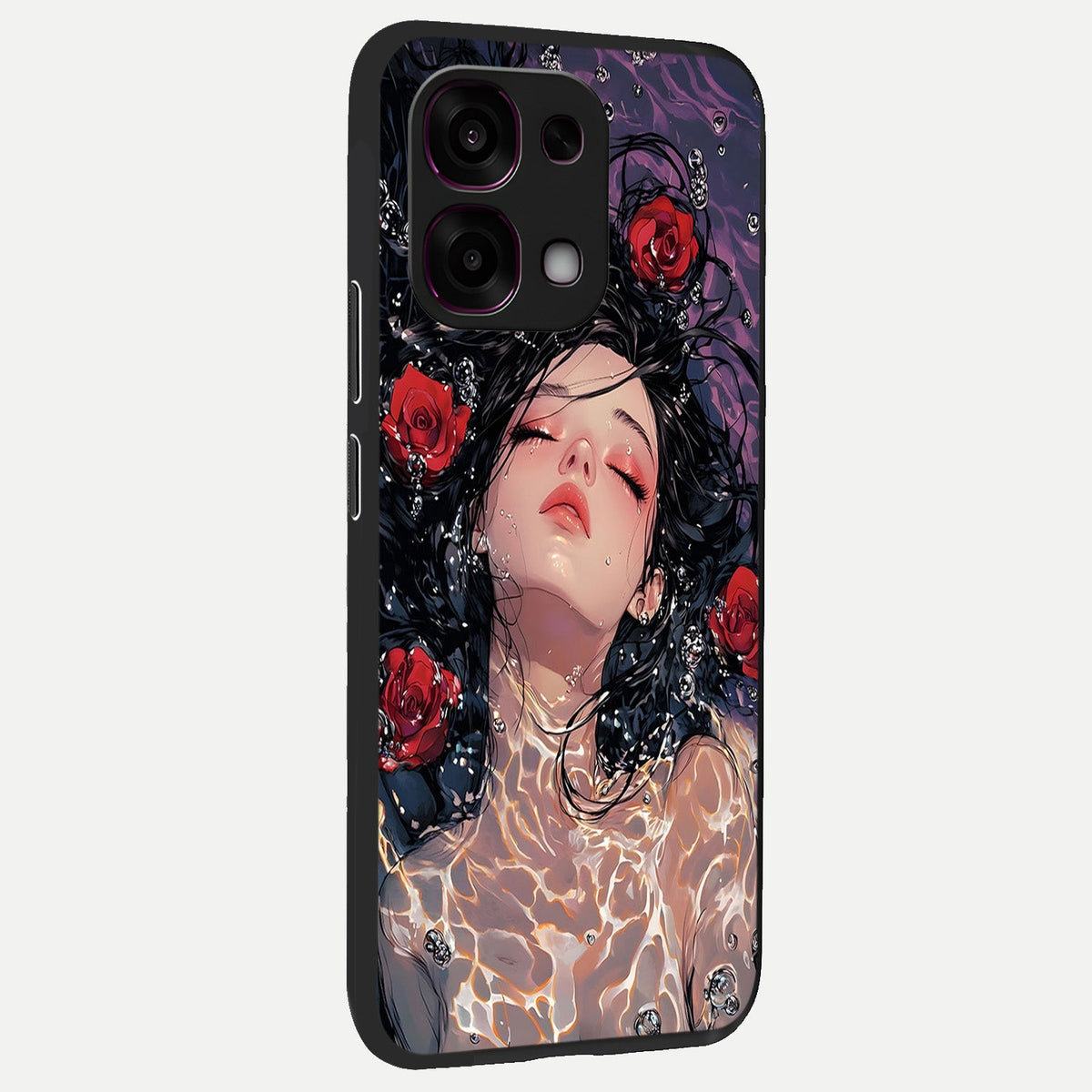  Crimson Rose Serenity back cover For Oppo F31 5G slim fit glass case with vibrant aesthetic design