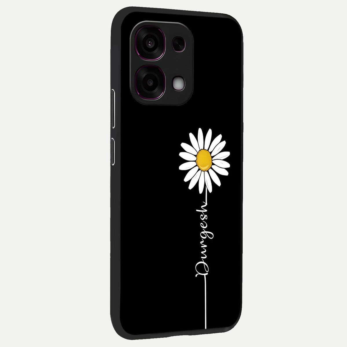  Custom Name White Flower back cover For Oppo F31 5G slim fit glass case with vibrant aesthetic design