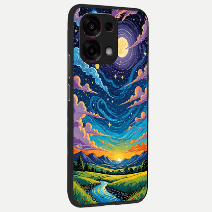  Dreamy Night Landscape back cover For Oppo F31 5G slim fit glass case with vibrant aesthetic design