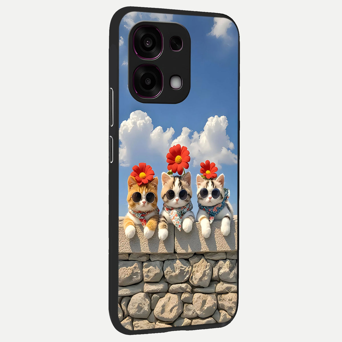  Floral Kitty Squad back cover For Oppo F31 5G slim fit glass case with vibrant aesthetic design