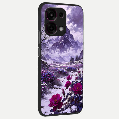  Flower Mountain View back cover For Oppo F31 5G slim fit glass case with vibrant aesthetic design