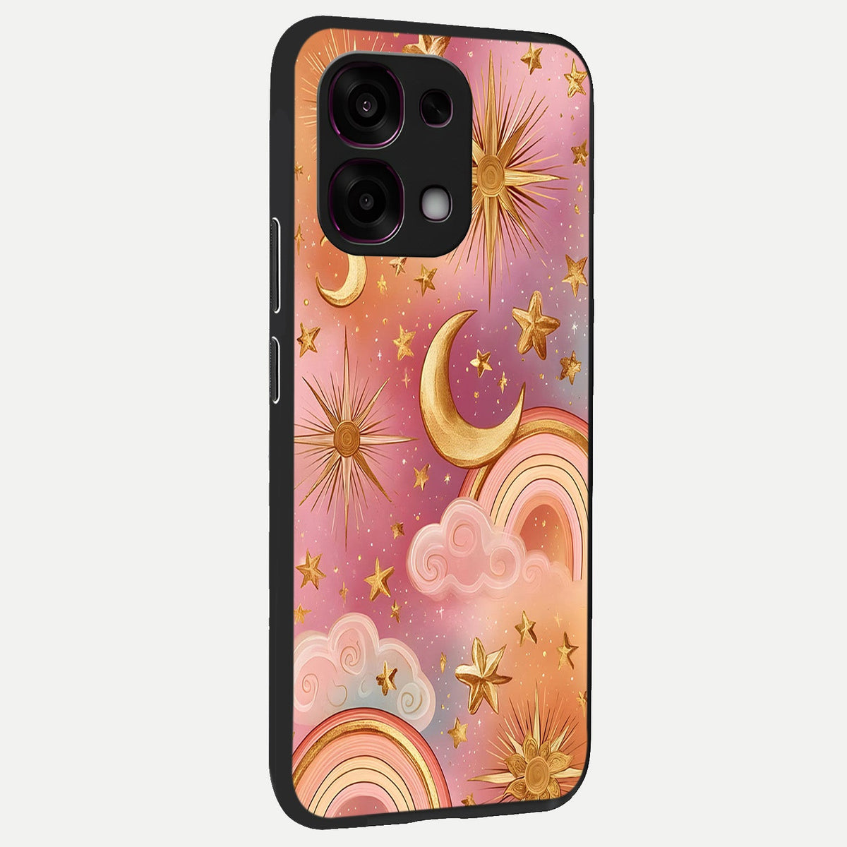  Golden Celestial Dreams back cover For Oppo F31 5G slim fit glass case with vibrant aesthetic design