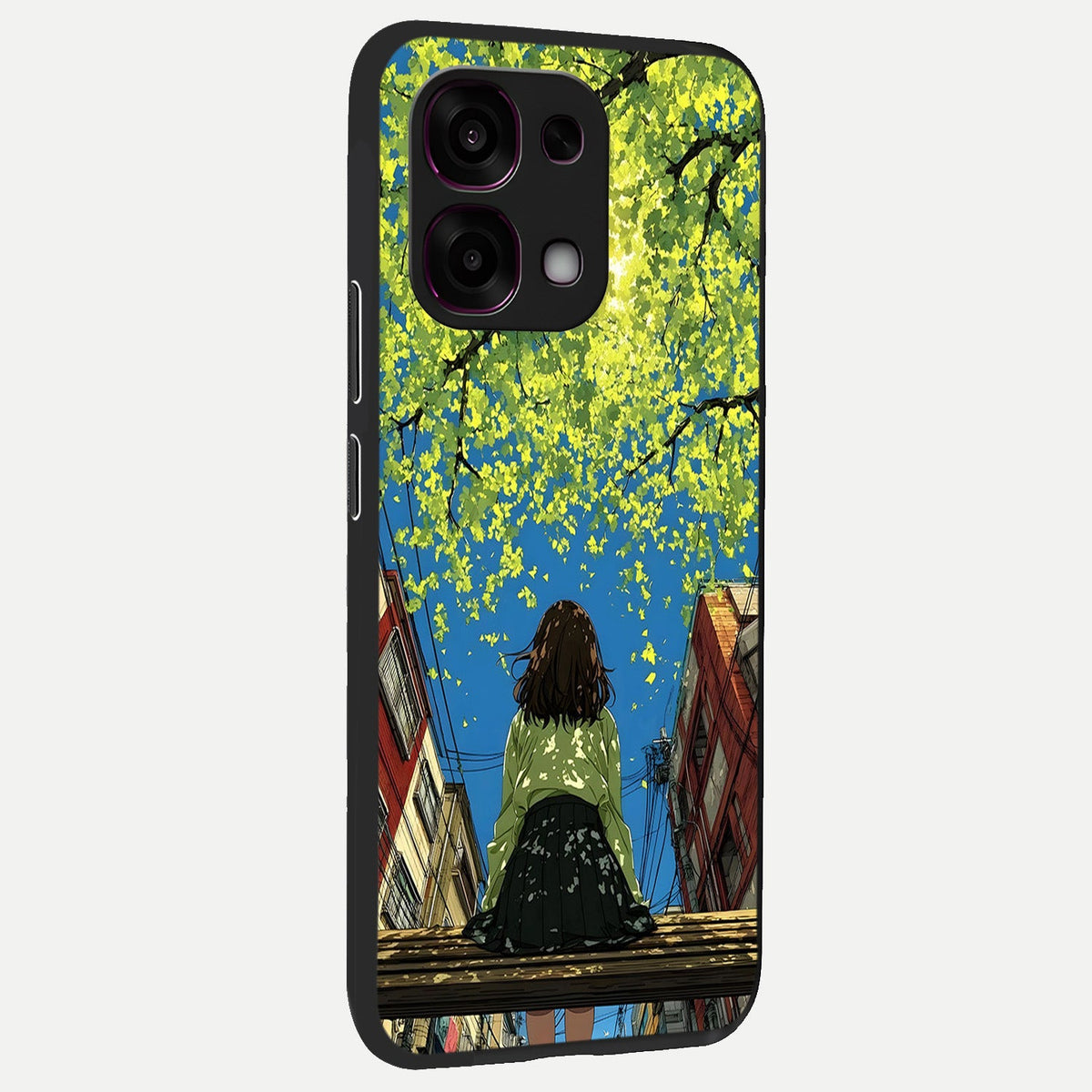  Golden Leaves Glow back cover For Oppo F31 5G slim fit glass case with vibrant aesthetic design