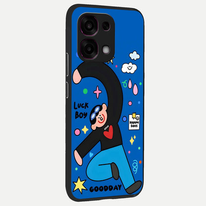  Happy Luck Vibe back cover For Oppo F31 5G slim fit glass case with vibrant aesthetic design
