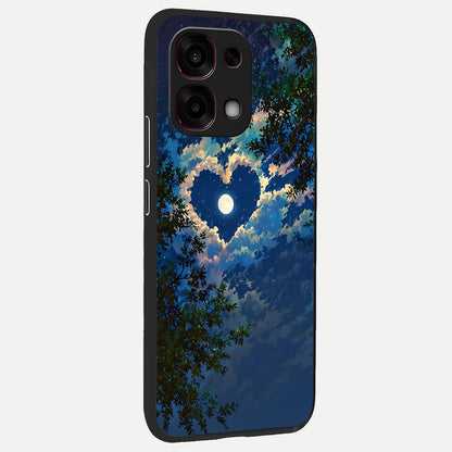  Heart With Moon Sky back cover For Oppo F31 5G slim fit glass case with vibrant aesthetic design