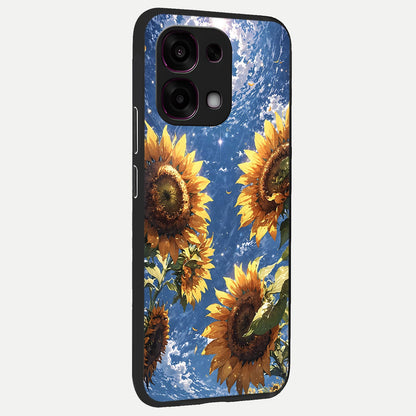  Heavenly Sunflower Rise back cover For Oppo F31 5G slim fit glass case with vibrant aesthetic design