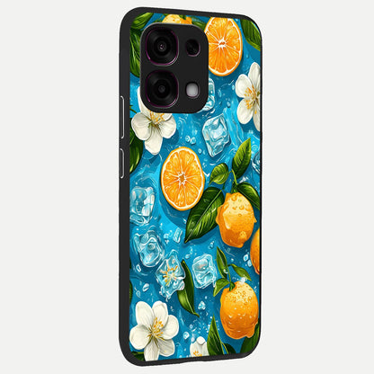  Ice Cube With Orange back cover For Oppo F31 5G slim fit glass case with vibrant aesthetic design