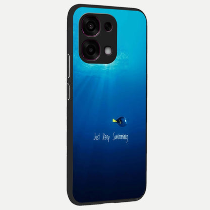  Just Keep Swimming back cover For Oppo F31 5G slim fit glass case with vibrant aesthetic design