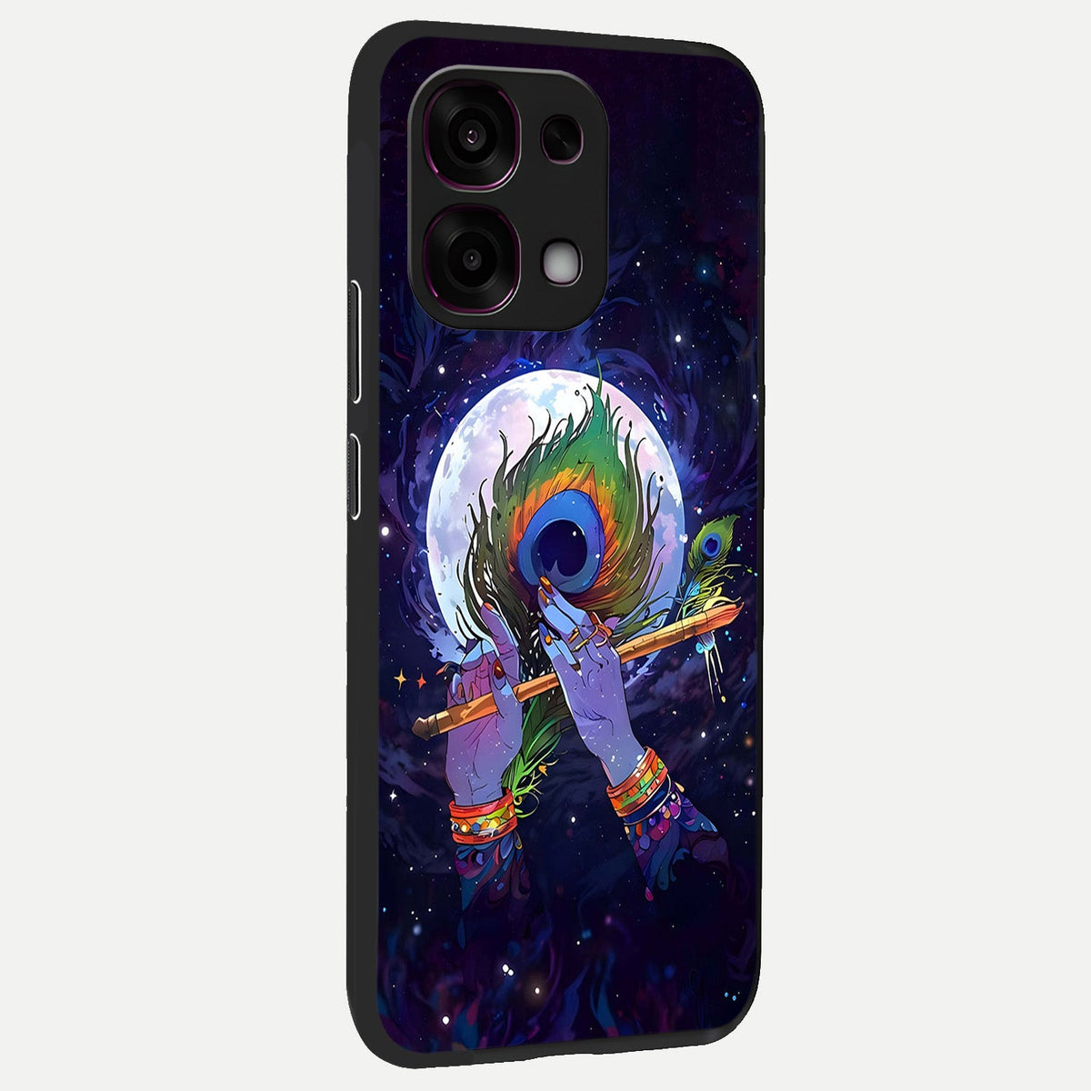  Krishna Hands Art back cover For Oppo F31 5G slim fit glass case with vibrant aesthetic design