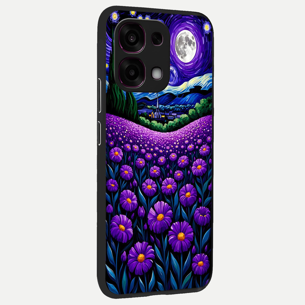 Lavender Moon Field back cover For Oppo F31 5G slim fit glass case with vibrant aesthetic design