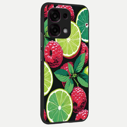  Lime and Raspberry Pattern back cover For Oppo F31 5G slim fit glass case with vibrant aesthetic design