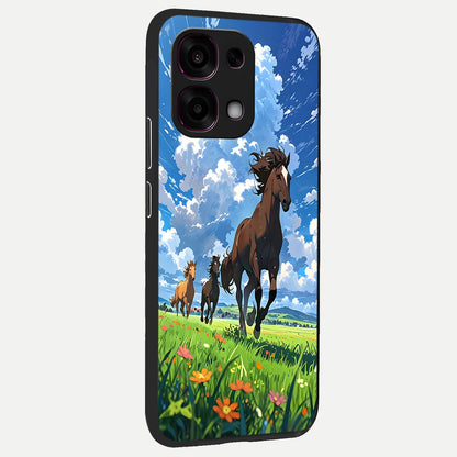  Majestic Horses Galloping back cover For Oppo F31 5G slim fit glass case with vibrant aesthetic design