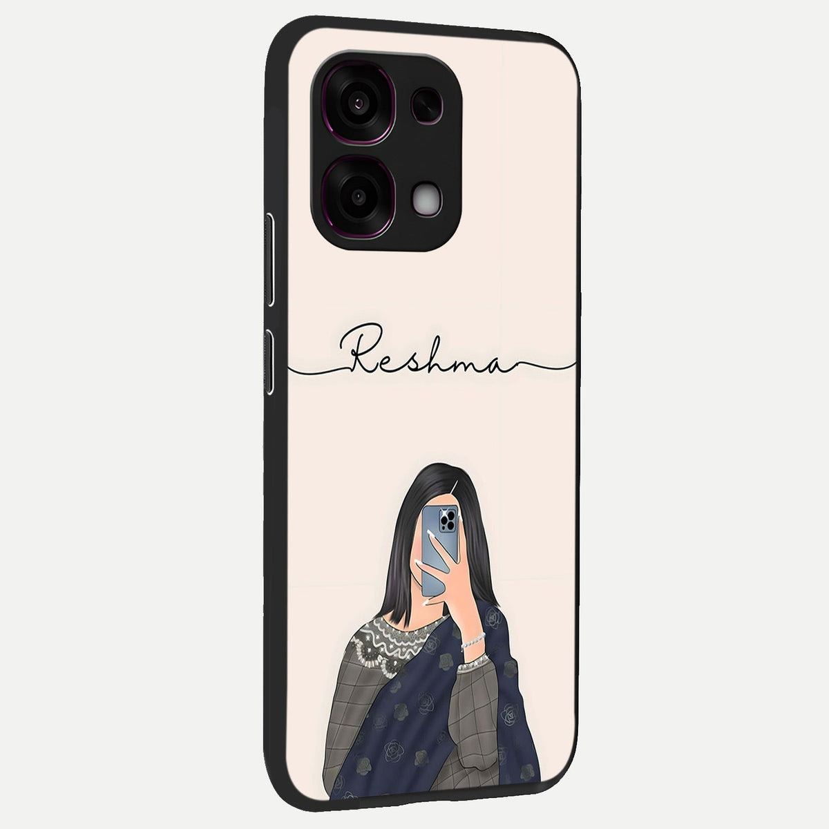  Mirror Mood Muse With Custom Name back cover For Oppo F31 5G slim fit glass case with vibrant aesthetic design