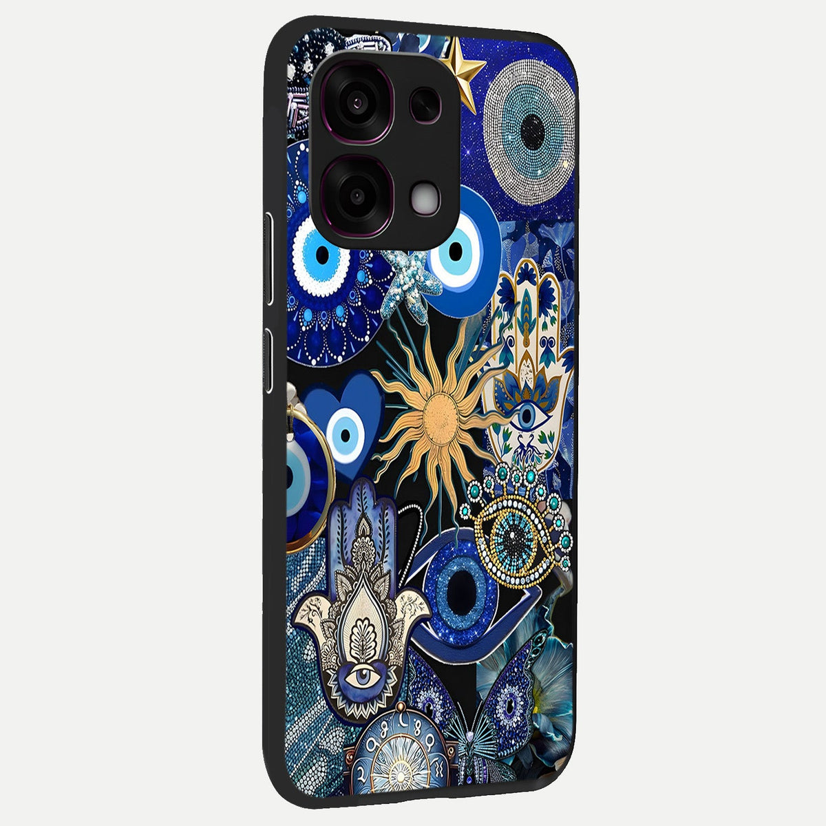 Mystic Blue Evil Eye back cover For Oppo F31 5G slim fit glass case with vibrant aesthetic design