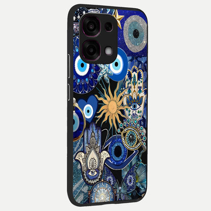  Mystic Blue Evil Eye back cover For Oppo F31 5G slim fit glass case with vibrant aesthetic design