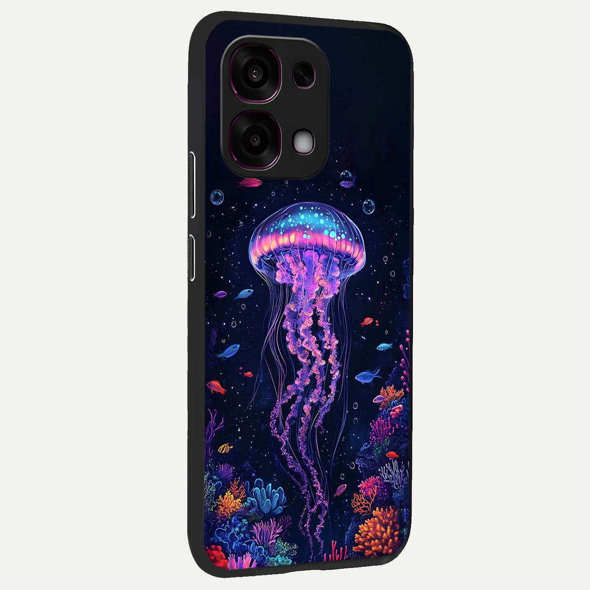  Neon Jellyfish back cover For Oppo F31 5G slim fit glass case with vibrant aesthetic design