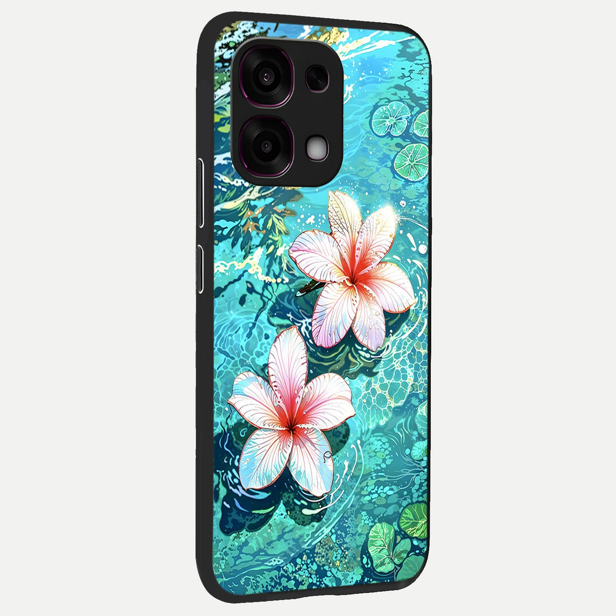  Pink Flowers in Water back cover For Oppo F31 5G slim fit glass case with vibrant aesthetic design
