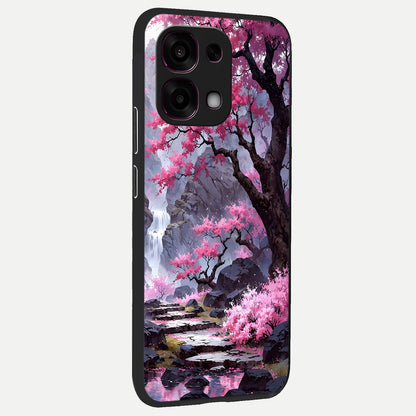  Pink Sunflower Glow back cover For Oppo F31 5G slim fit glass case with vibrant aesthetic design