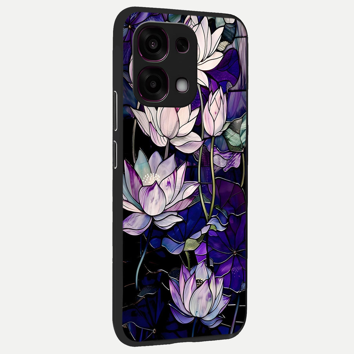 Purple Lotus Pattern back cover For Oppo F31 5G slim fit glass case with vibrant aesthetic design