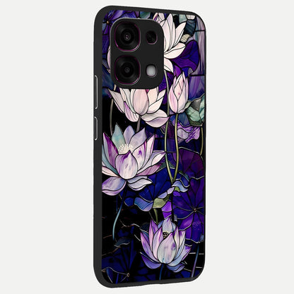  Purple Lotus Pattern back cover For Oppo F31 5G slim fit glass case with vibrant aesthetic design