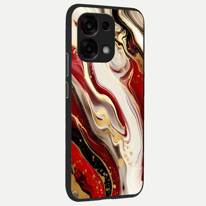  Red And White Marble back cover For Oppo F31 5G slim fit glass case with vibrant aesthetic design