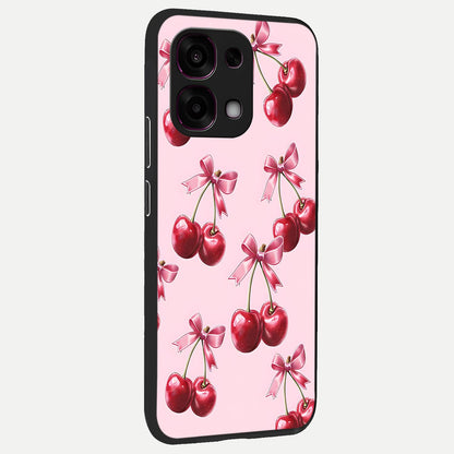  Red Cherries Pattern back cover For Oppo F31 5G slim fit glass case with vibrant aesthetic design