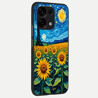  Starry Sunflower Dreams back cover For Oppo F31 5G slim fit glass case with vibrant aesthetic design