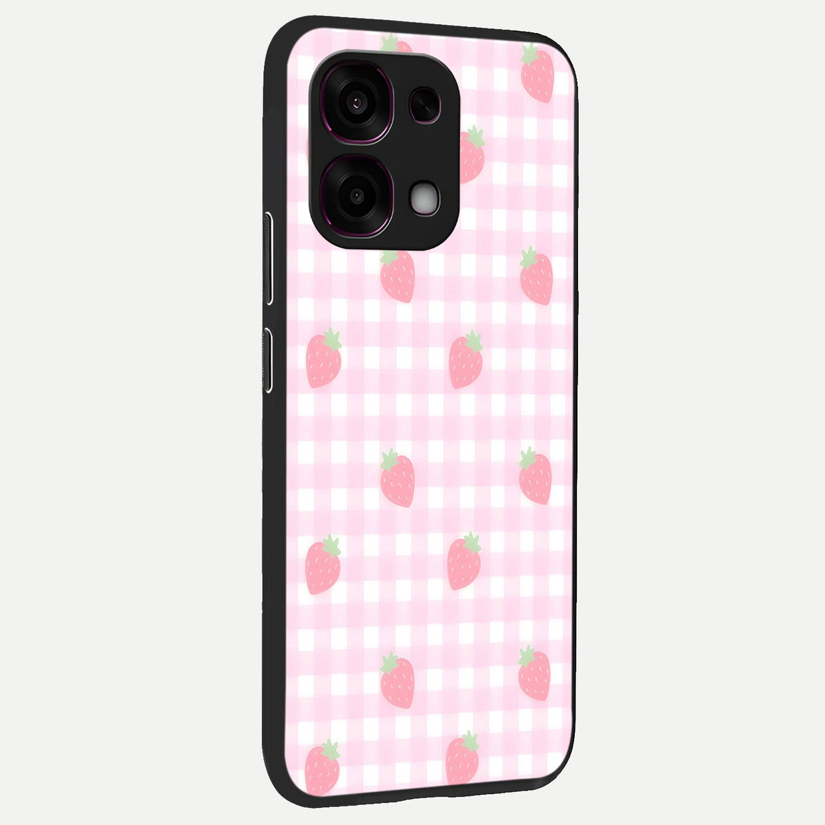  Strawberry Picnic Love back cover For Oppo F31 5G slim fit glass case with vibrant aesthetic design