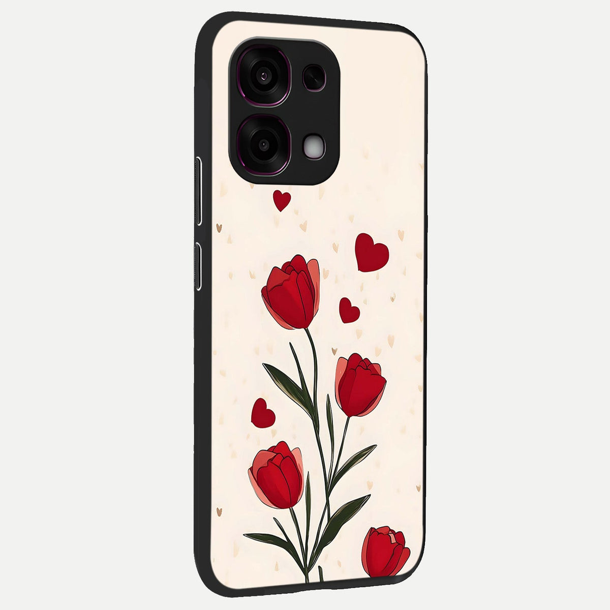  Tulip With Heart back cover For Oppo F31 5G slim fit glass case with vibrant aesthetic design