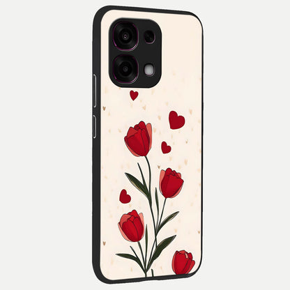  Tulip With Heart back cover For Oppo F31 5G slim fit glass case with vibrant aesthetic design