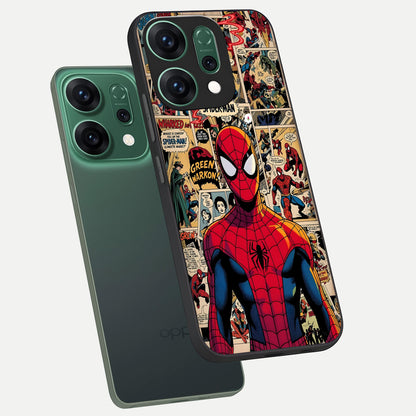  Aesthetic Spider phone case For Oppo Reno 14 showing premium glass back cover with detailed artwork