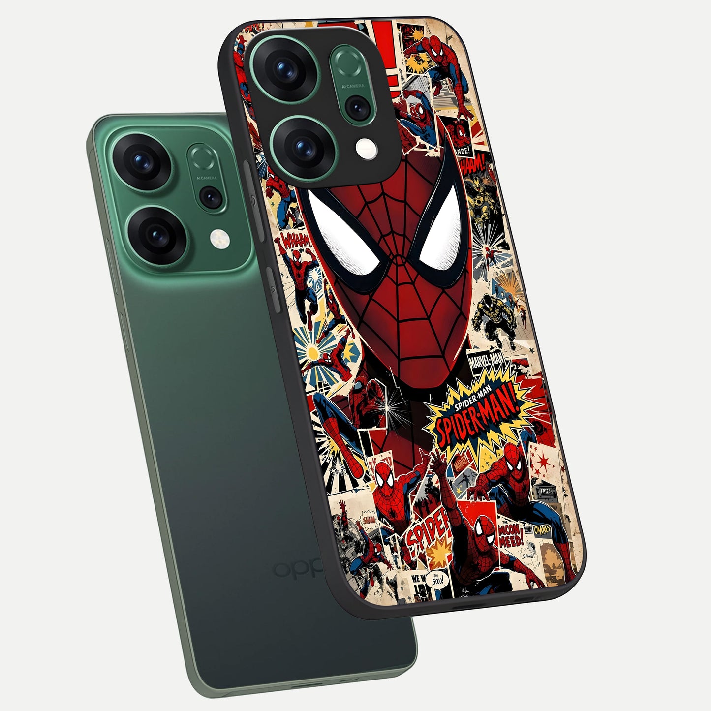  Aesthetic Wonder Spider phone case For Oppo Reno 14 showing premium glass back cover with detailed artwork